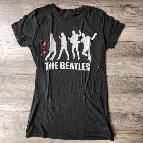 The Beatles Tops - THE BEATLES Graphic Black T-Shirt Girls Sz S Paint Splatter